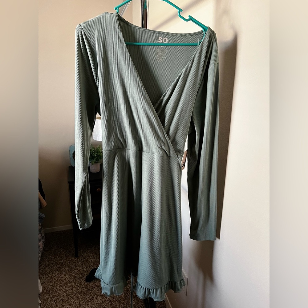 SO green wrap dress